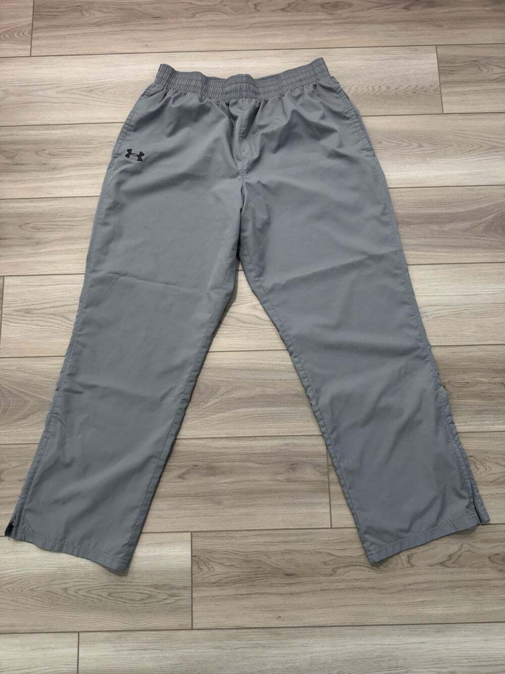 Under Armour Vital Woven Warm-Up Pants Mens Gray Mesh Lined Zip Ankle 1239481